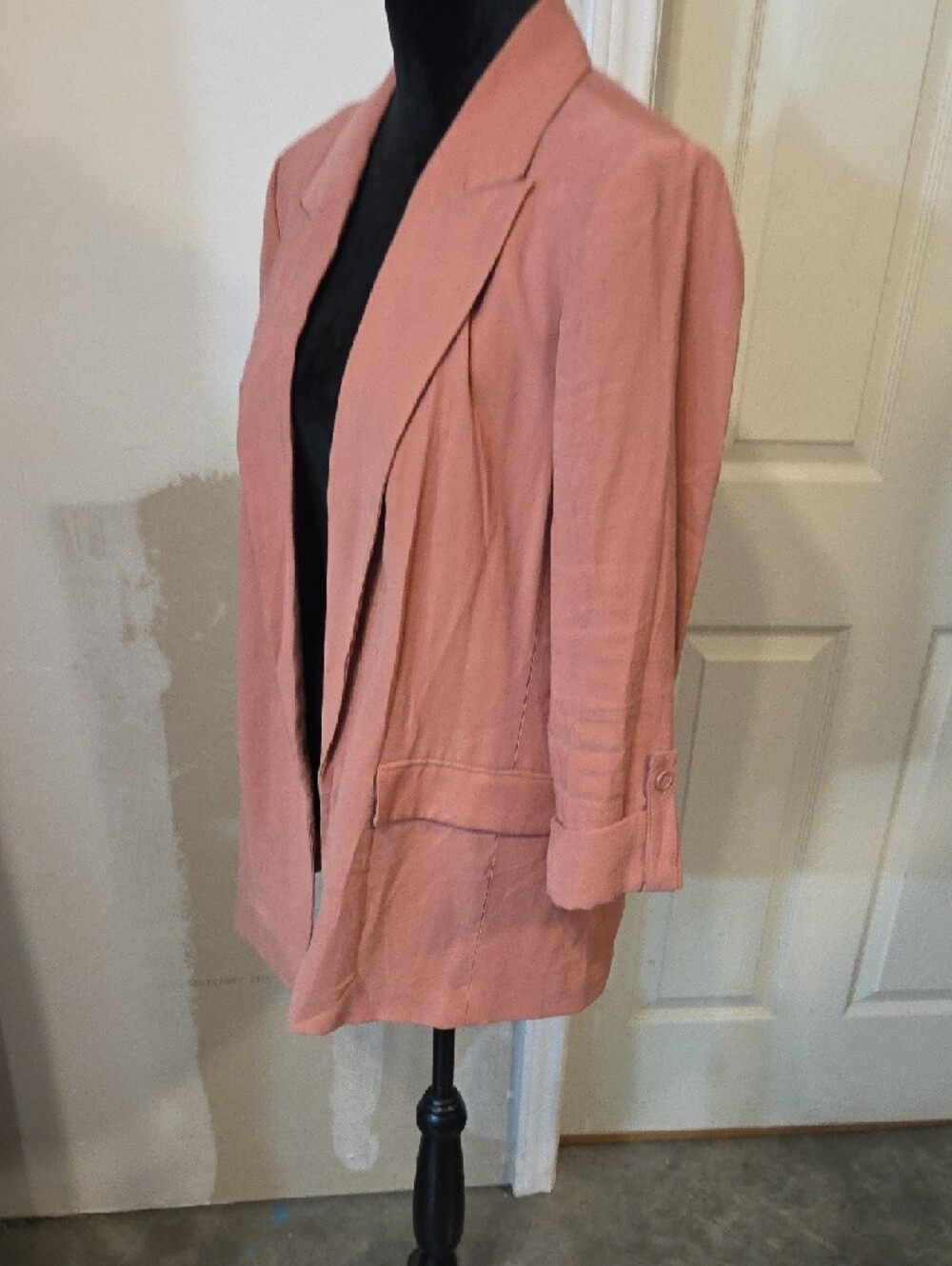 Simply Vera Vera Wang Peach Open-Front Blazer Jacket 3 Quarter Sleeve Office - Picture 5 of 16